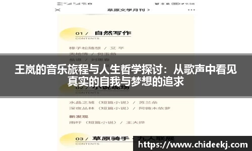王岚的音乐旅程与人生哲学探讨：从歌声中看见真实的自我与梦想的追求